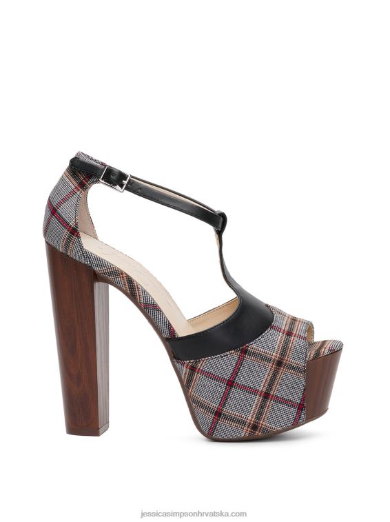 dany karirane sandale s platformom s t-remenom Jessica Simpson PZR6D228
