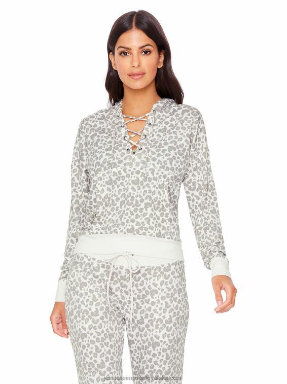 sunnyside hoodie od srebrnog filigranski oslikanog leoparda Jessica Simpson PZR6D674