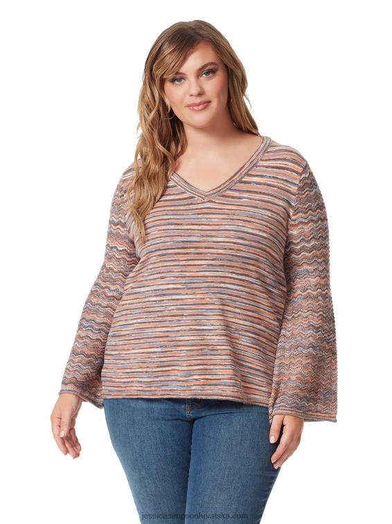 marietta top u mocha mousse višestrukim prugama Jessica Simpson PZR6D749