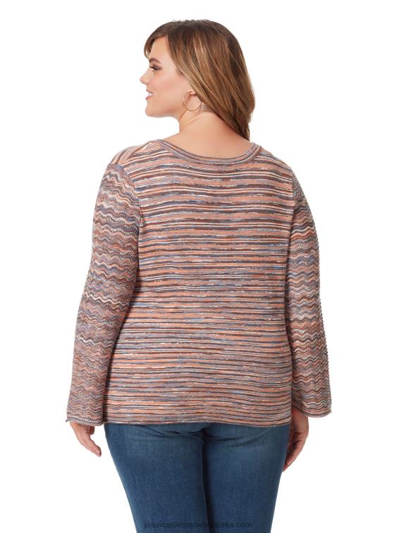 marietta top u mocha mousse višestrukim prugama Jessica Simpson PZR6D749