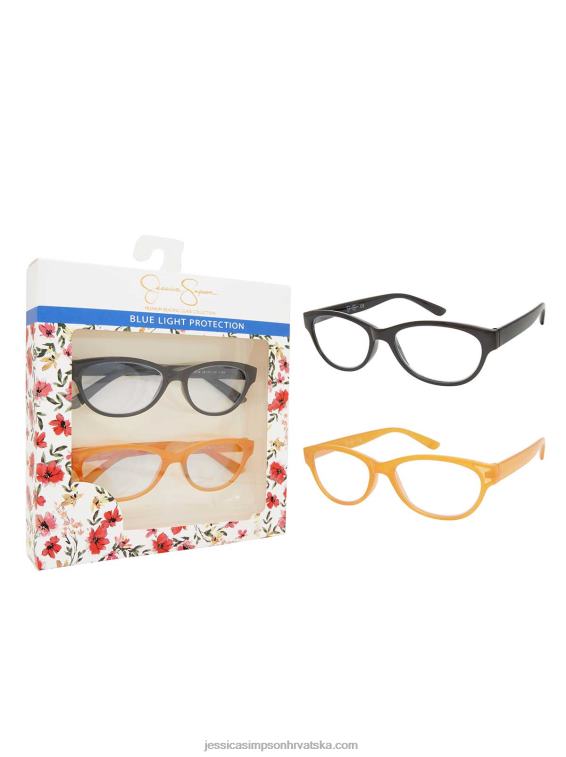 set od 2 čitača plavog svjetla s mačjim okom u crnoj i kristalnoj boji Jessica Simpson PZR6D935