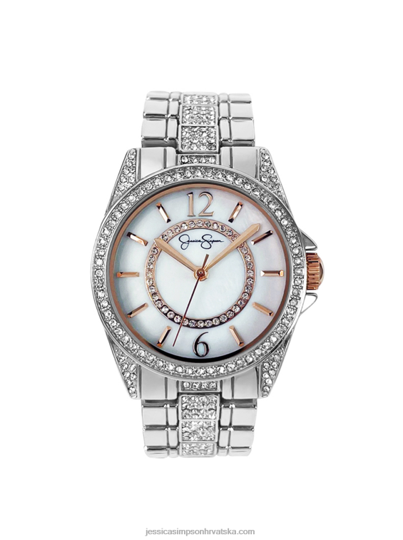srebrni sat s kristalnom narukvicom Jessica Simpson PZR6D915