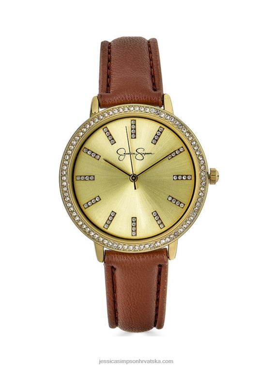 zlatni sat s kristalnim remenom Jessica Simpson PZR6D932