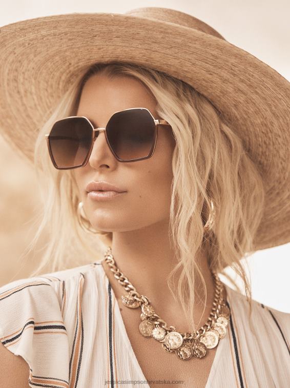 geometrijske metalne sunčane naočale u zlatnoj i goloj boji Jessica Simpson PZR6D1032